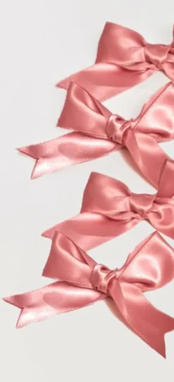 Pink Satin Bow Hair Clips 4 Pack