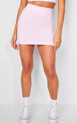 Pink Seamless Lace Trim Contour Mini Skirt