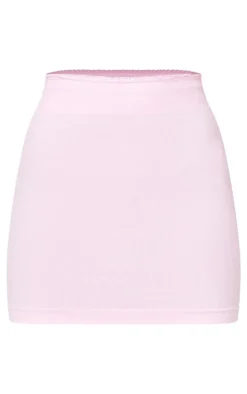 Pink Seamless Lace Trim Contour Mini Skirt