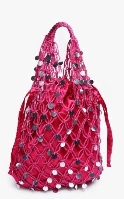 Pink Sequin Knit Tote Bag