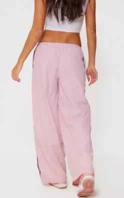 Pink Shell Side Stripe Detail Wide Leg Pants