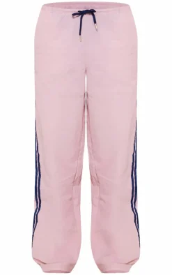 Pink Shell Side Stripe Detail Wide Leg Pants