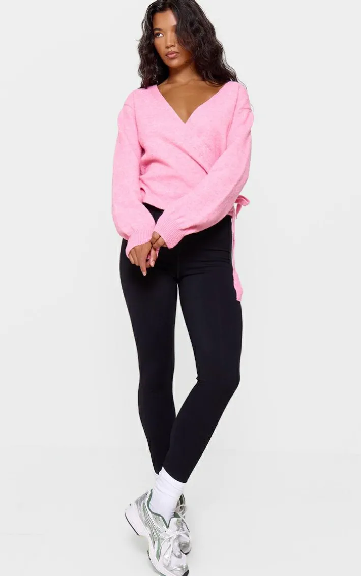 Pink Soft Knit Wrap Cardigan