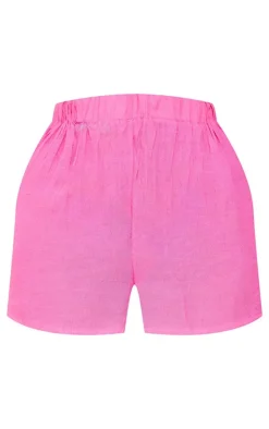 Pink Textured Lightweight Beach Shorts