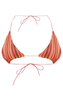 Pink Textured Triangle Bikini Top