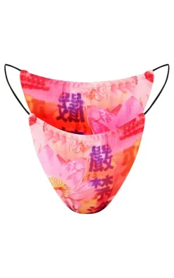 Pink Tokyo Print Bikini Bottoms