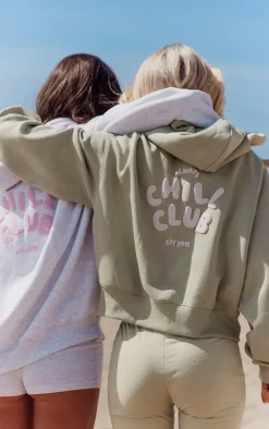 Pistachio Chill Club Puff Print Zip Up Jacket