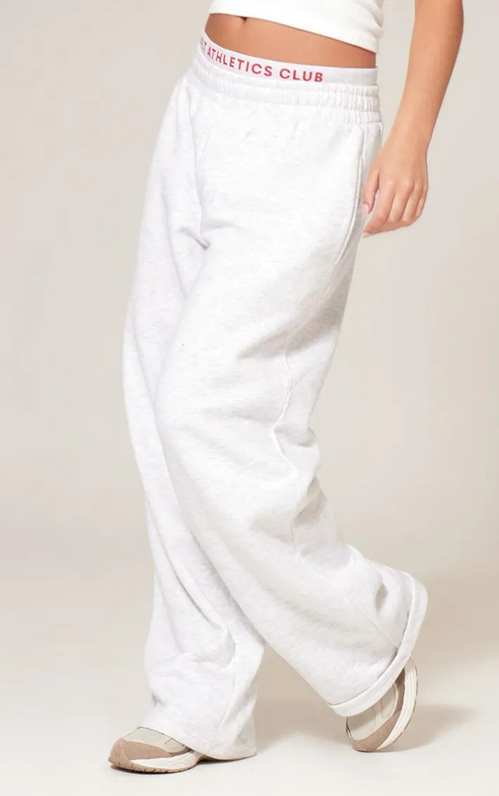 PLT Ash Grey Printed Boxer Waistband Wide Leg Sweatpants