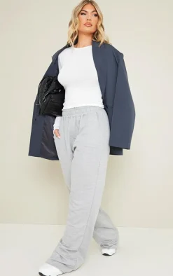 PLT Grey Marl Embroidered Wide Leg Sweatpants
