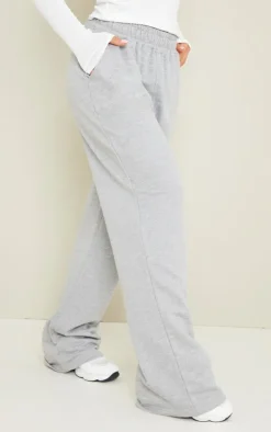 PLT Grey Marl Embroidered Wide Leg Sweatpants