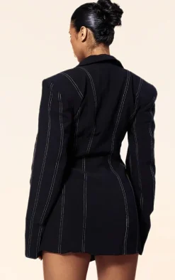 PLT Label Black Asymmetric Oversized Blazer Dress