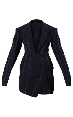 PLT Label Black Asymmetric Oversized Blazer Dress