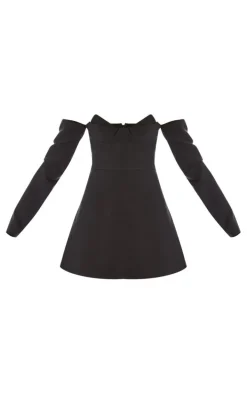 PLT Label Black Bust Detail Tailored A-line Mini Dress