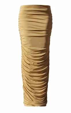 PLT Label Butter Yellow Ruched Midaxi Skirt