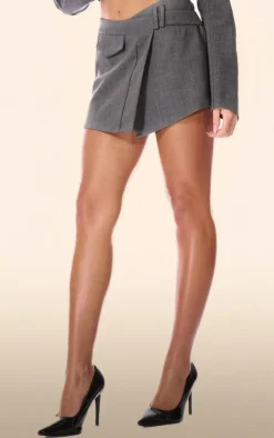 PLT Label Charcoal Strap Detail A Line Mini Skirt