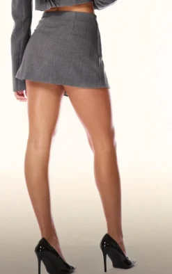 PLT Label Charcoal Strap Detail A Line Mini Skirt