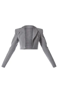 PLT Label Charcoal Tailored Cropped Blazer