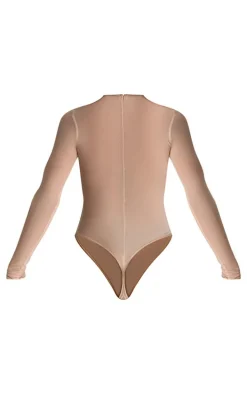 PLT Label Cream Mesh Bodysuit