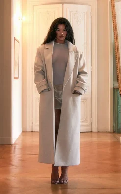 PLT Label Cream Wool Look Oversized Coat