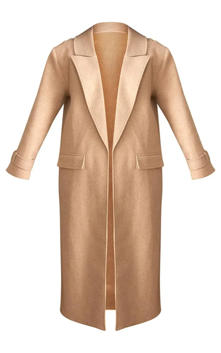 PLT Label Cream Wool Look Oversized Coat