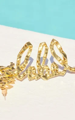 PLT Label Gold Hammered Statement Earrings