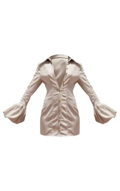 PLT Label Off White Puff Sleeve Detail Shirt Dress