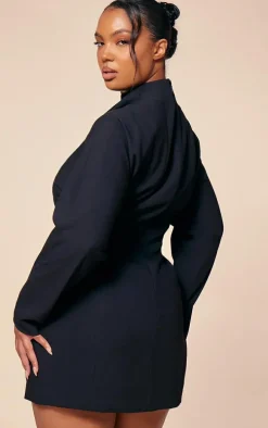 PLT Label Plus Black Batwing Sleeved Cinched Waist Bodycon Dress