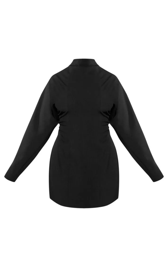 PLT Label Plus Black Batwing Sleeved Cinched Waist Bodycon Dress