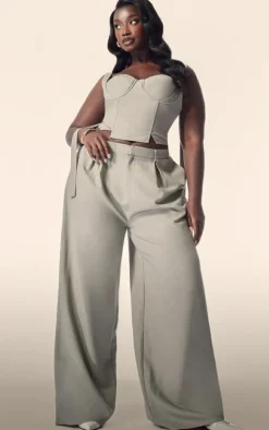 PLT Label Plus Sage Green Tailored Corset Top