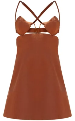 PLT Label Rust Cut Out A Line Shift Dress
