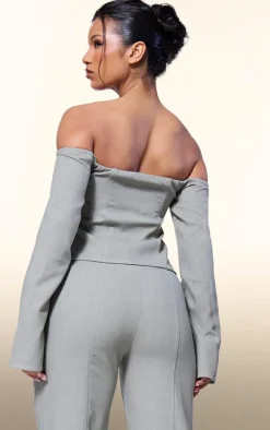 PLT Label Sage Green Contrast Stitch Corset Top