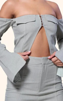 PLT Label Sage Green Contrast Stitch Corset Top