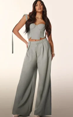 PLT Label Sage Green Tailored Corset Top