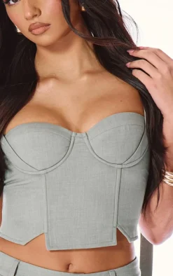 PLT Label Sage Green Tailored Corset Top