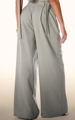 PLT Label Sage Green Tailored Pleated Wide Leg Pants