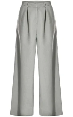 PLT Label Sage Green Tailored Pleated Wide Leg Pants