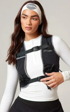 PLT RUN Black Running Contrast Binded Reflective Hydration Vest