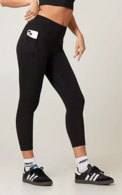 PLT RUN Black Sculpt Pocket Detail Cropped Leggings