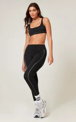 PLT RUN Black Sculpt Reflective Detail Sports Bra