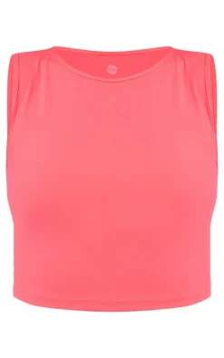 PLT RUN Hot Pink Sculpt Padded Basic Racer Neck Top