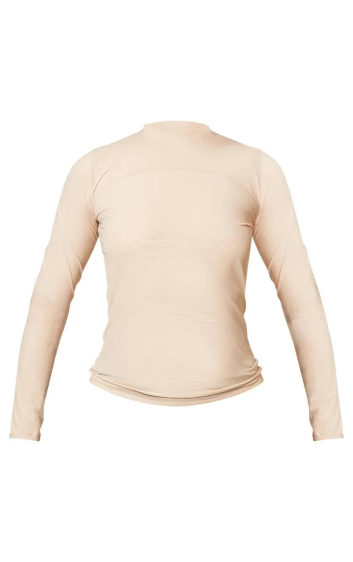 PLT RUN Stone Long Sleeve Airtex Top