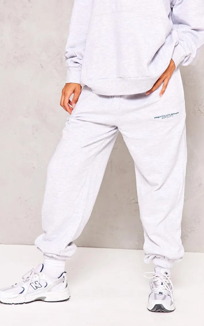 PLT SPORT Ash Grey Bold Embroidered Sweatpants
