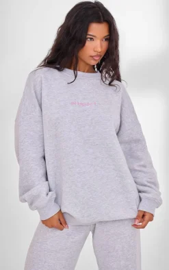 PLT SPORT Ash Grey Embroidered Oversized Sweatshirt