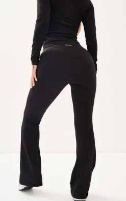 PLT SPORT Black Melange Flared Yoga Pants