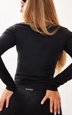 PLT SPORT Black Melange Flared Yoga Pants