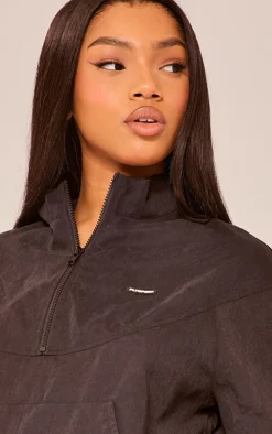 PLT SPORT Black Peached Half Zip Jacket