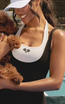 PLT Sport Black Sculpt Contrast Detail Mini Tennis Dress