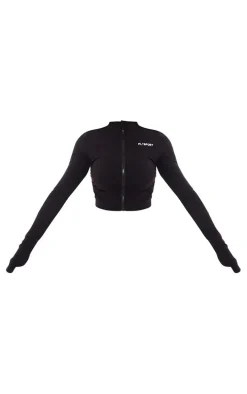 PLT SPORT Black Sculpt Side Ruched Sports Jacket