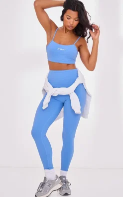 PLT SPORT Blue Sculpt Detail High Waist Leggings