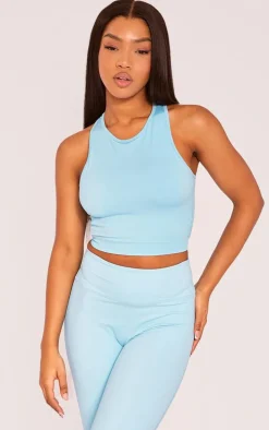PLT SPORT Bright Blue Seamless Bust Panel Detail Sports Bra